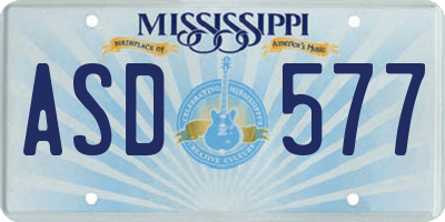 MS license plate ASD577