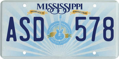 MS license plate ASD578