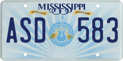 MS license plate ASD583