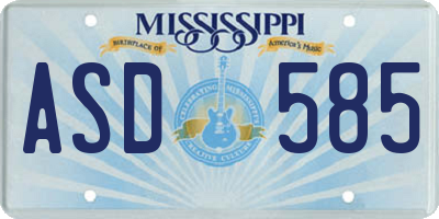 MS license plate ASD585