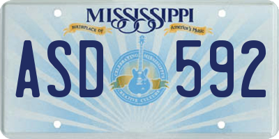 MS license plate ASD592
