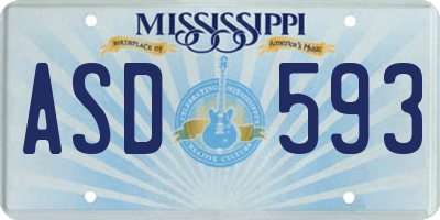 MS license plate ASD593