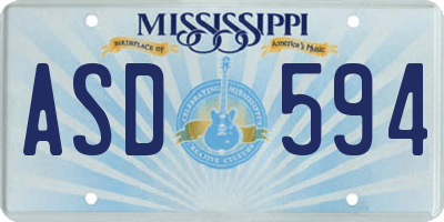 MS license plate ASD594