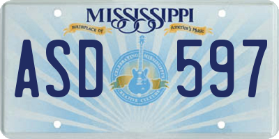 MS license plate ASD597