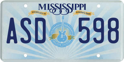 MS license plate ASD598