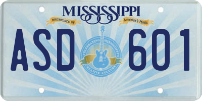 MS license plate ASD601