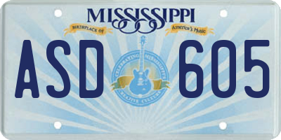 MS license plate ASD605