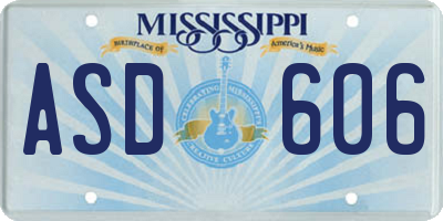 MS license plate ASD606