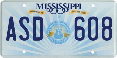 MS license plate ASD608