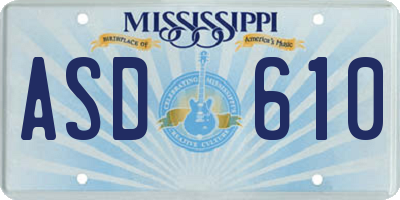 MS license plate ASD610