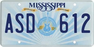 MS license plate ASD612