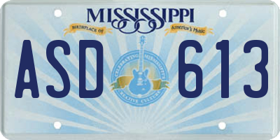 MS license plate ASD613