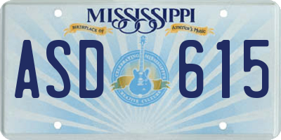 MS license plate ASD615