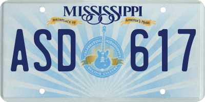MS license plate ASD617