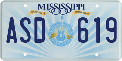 MS license plate ASD619