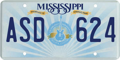 MS license plate ASD624