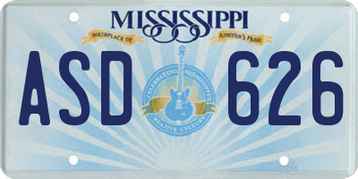 MS license plate ASD626
