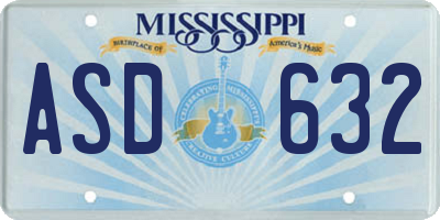MS license plate ASD632