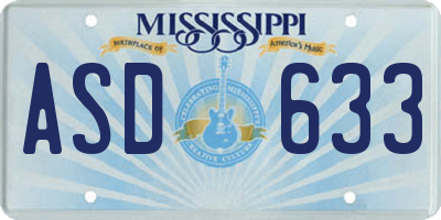 MS license plate ASD633