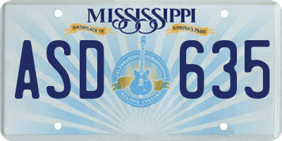 MS license plate ASD635
