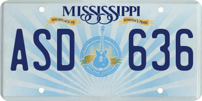 MS license plate ASD636