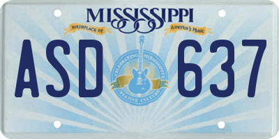 MS license plate ASD637