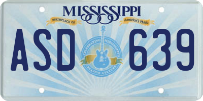 MS license plate ASD639