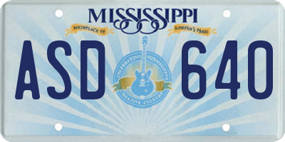 MS license plate ASD640