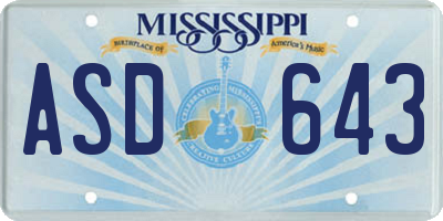 MS license plate ASD643