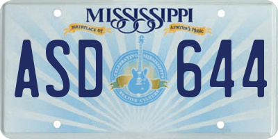 MS license plate ASD644