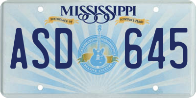 MS license plate ASD645