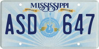 MS license plate ASD647