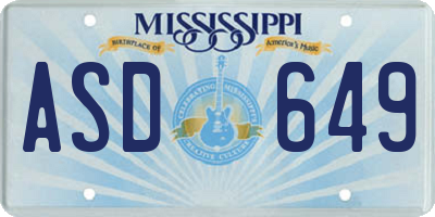 MS license plate ASD649