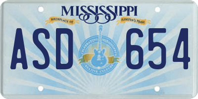 MS license plate ASD654