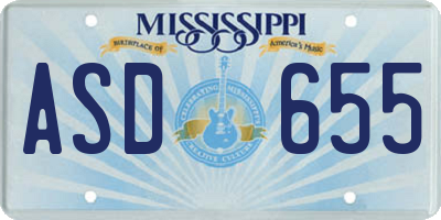 MS license plate ASD655