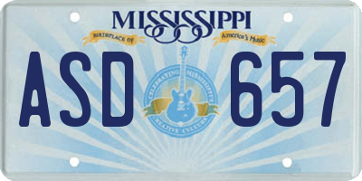 MS license plate ASD657