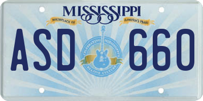 MS license plate ASD660