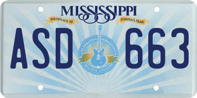 MS license plate ASD663
