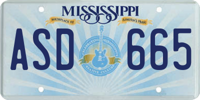 MS license plate ASD665