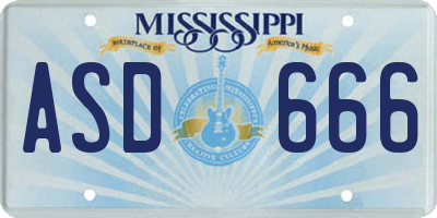 MS license plate ASD666