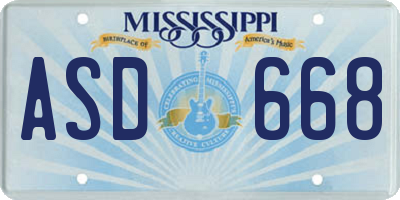 MS license plate ASD668