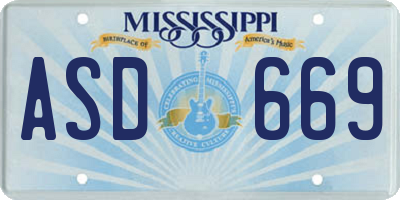 MS license plate ASD669
