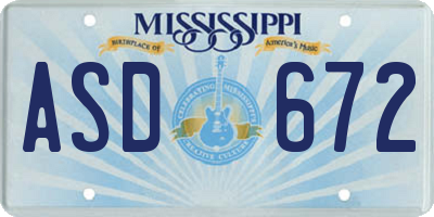 MS license plate ASD672