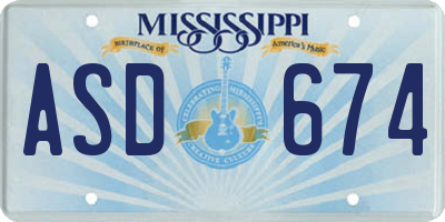 MS license plate ASD674