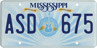 MS license plate ASD675