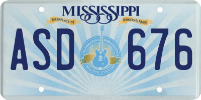 MS license plate ASD676