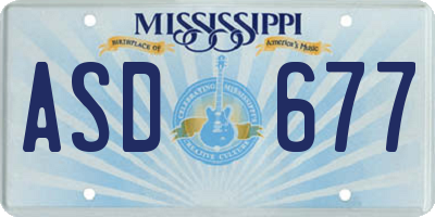 MS license plate ASD677