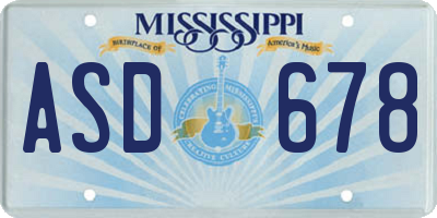 MS license plate ASD678