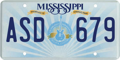 MS license plate ASD679