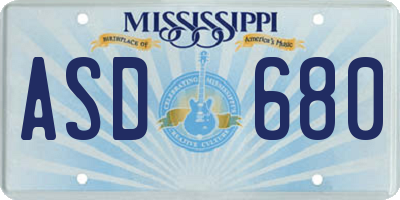 MS license plate ASD680
